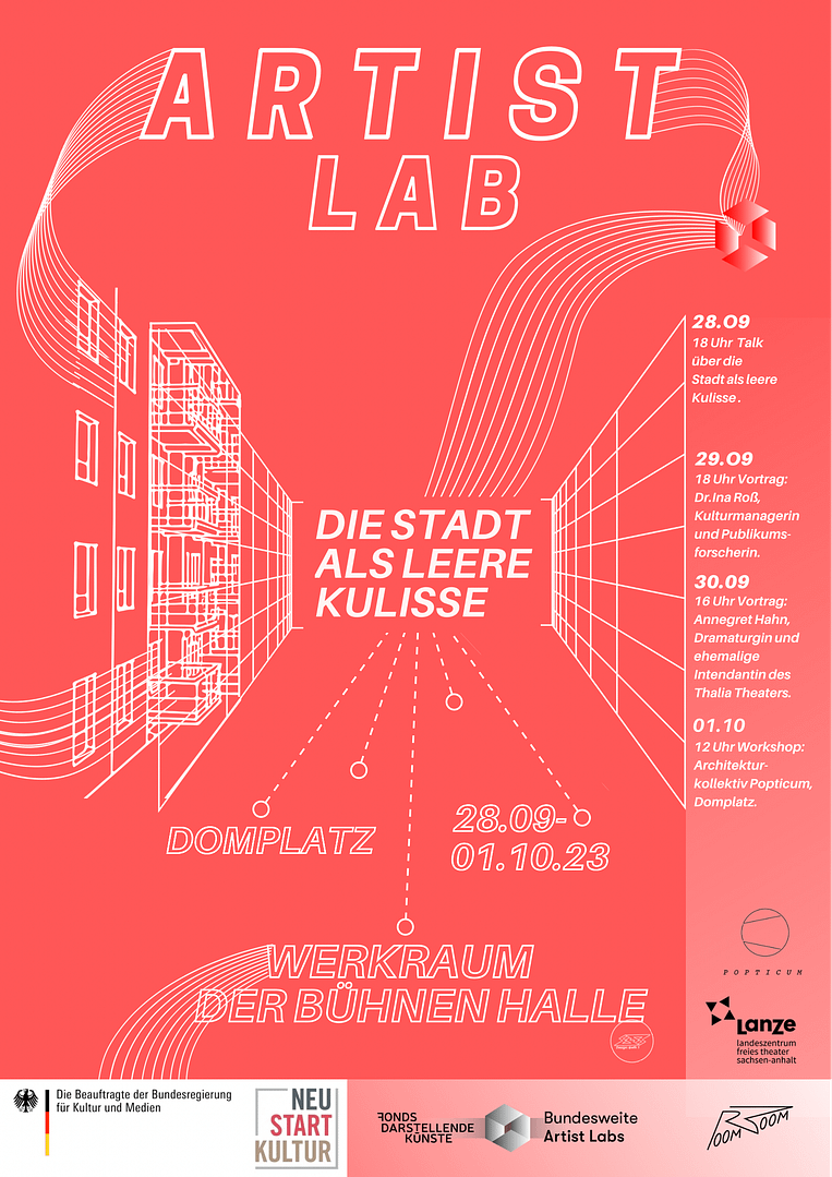 Das rote Plakat zum Projekt Artist Lab